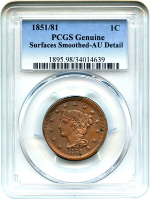 image for: 1851/81 1c PCGS AU Details (Surfaces Smoothed)