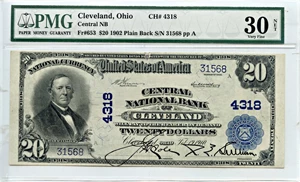 image for: FR. 653 1902 Third Charter Period 3rd Issue Plain Back $20 PMG Very Fine 30
