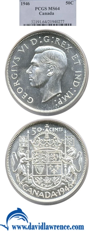 image for: Canada: 1946 50c PCGS MS64