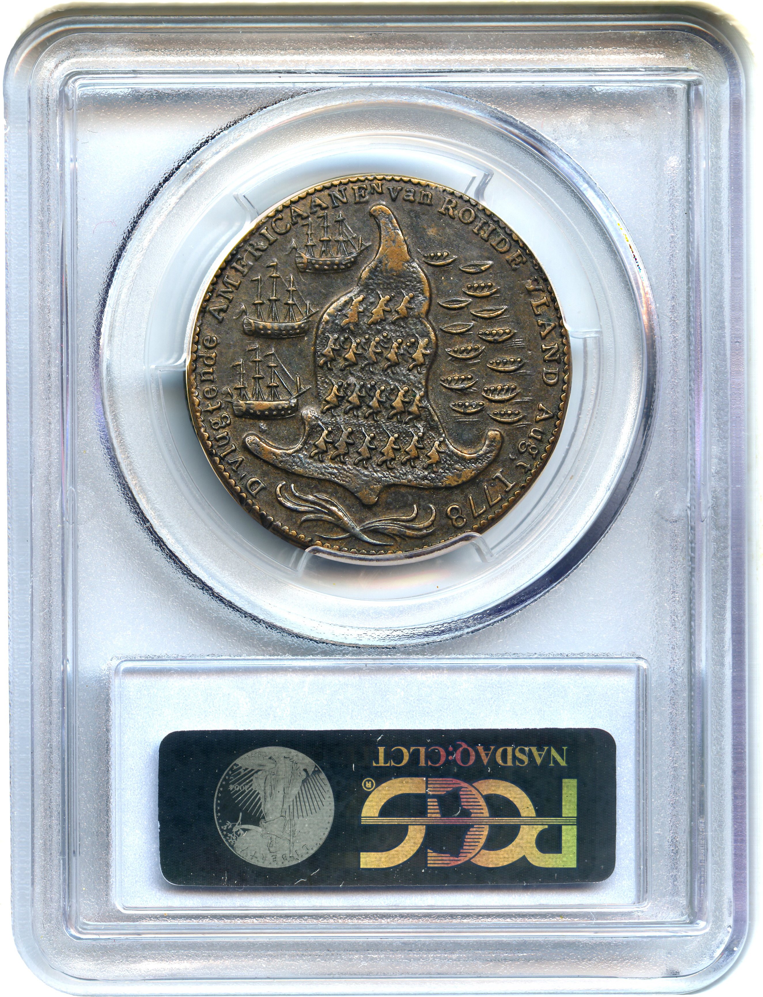 image for: Rhode Island Ship Token PCGS/CAC AU58 BN (Wreath Below)