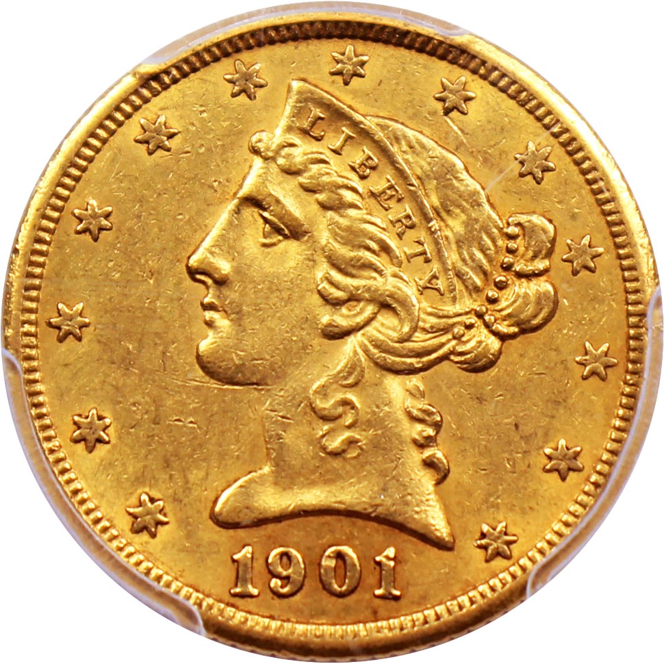 image for: 1901/0-S $5 PCGS AU58