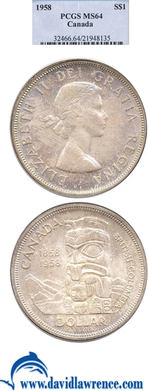 image for: Canada: 1958 $1 PCGS MS64