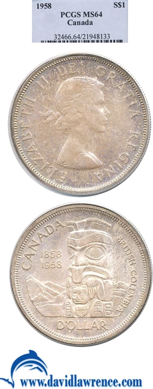 image for: Canada: 1958 $1 PCGS MS64