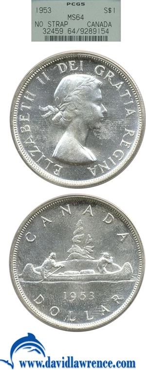 image for: Canada: 1953 $1 No Strap PCGS MS64