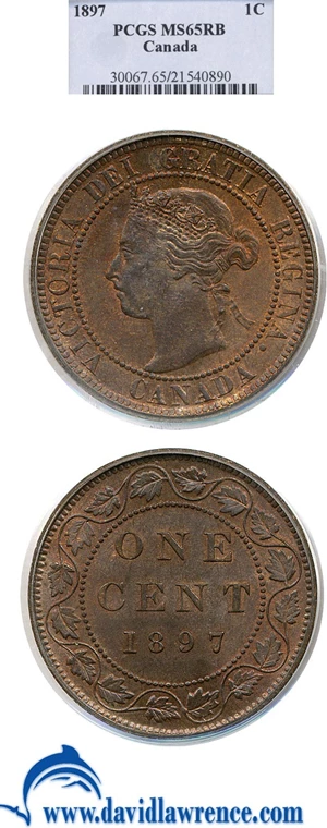 image for: Canada: 1897 1c PCGS MS65 RB