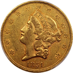 image for: 1851 $20 PCGS AU50