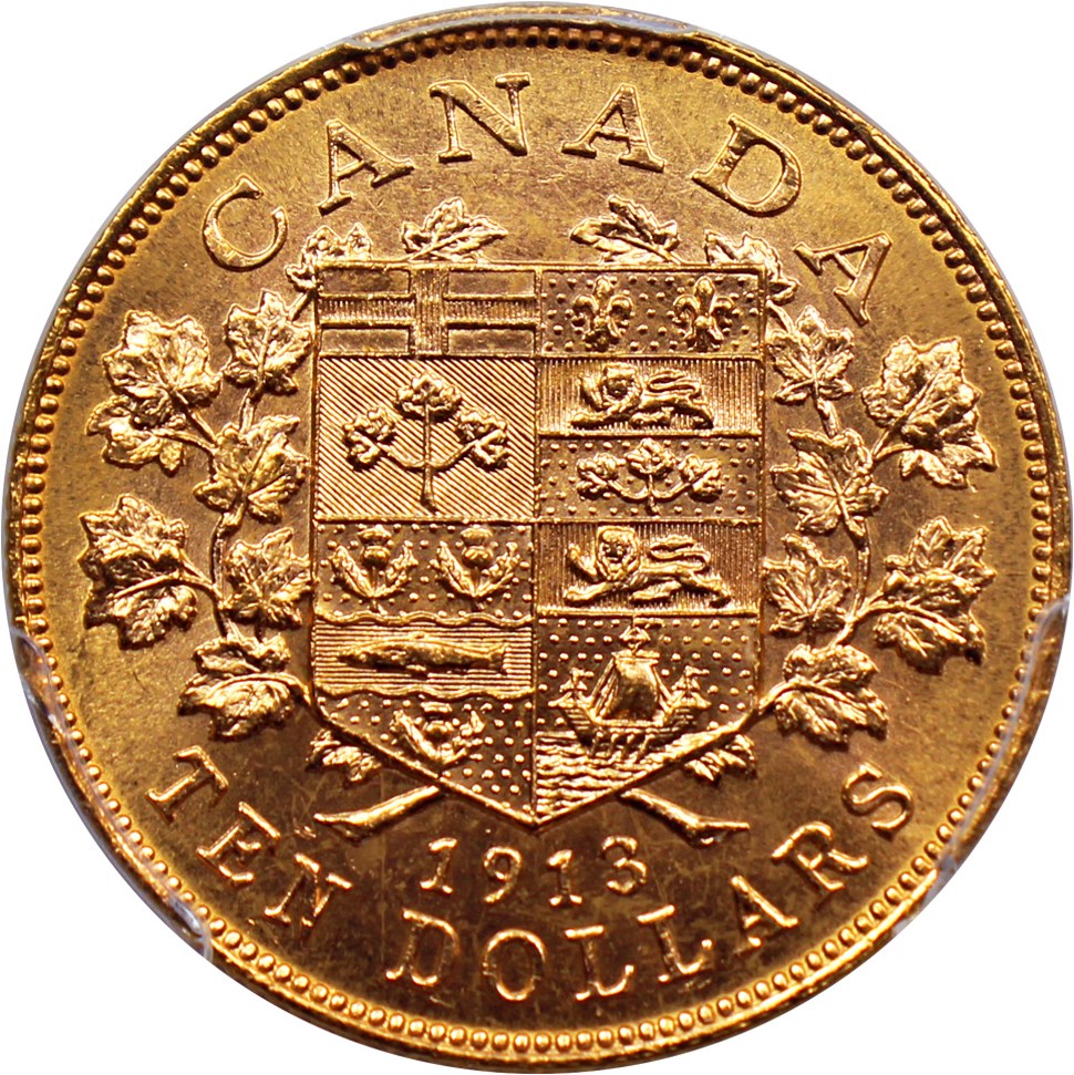 image for: Canada: 1913 $10 PCGS MS63 (Canadian Gold Reserve)