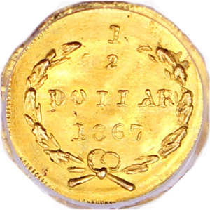 image for: 1867 Cal. Gold 50c PCGS MS65 (BG-905)