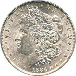 image for: Hot 50 VAM: 1884-O $1 PCGS MS61 (VAM-35, Doubled Eyelid)