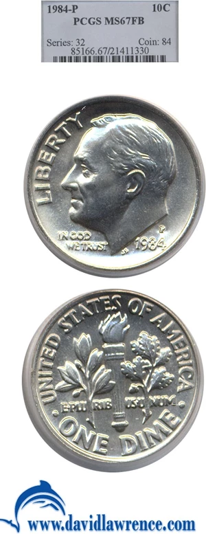 image for: 1984-P 10c PCGS MS67 FB