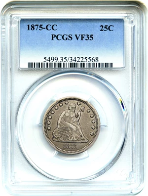 image for: 1875-CC 25c PCGS VF35