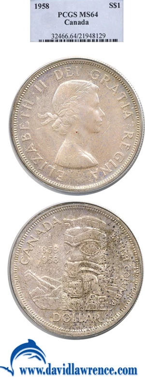 image for: Canada: 1958 $1 PCGS MS64