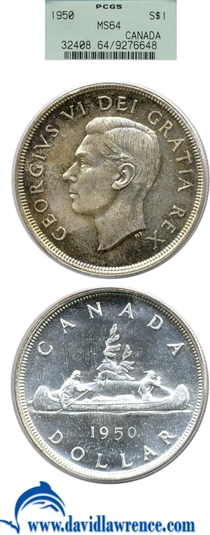 image for: Canada: 1950 $1 PCGS MS64