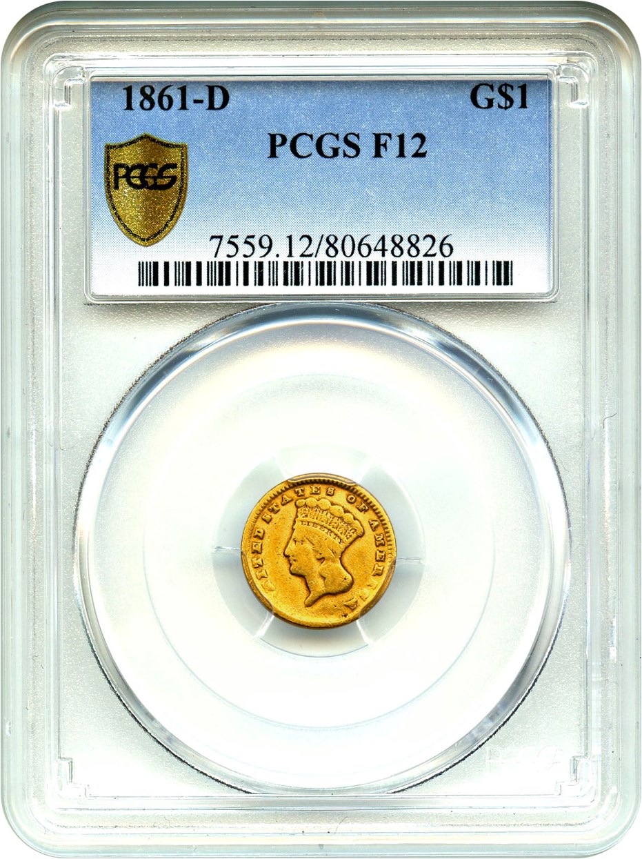 image for: 1861-D G$1 PCGS F12