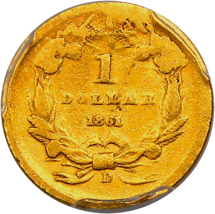 image for: 1861-D G$1 PCGS F12