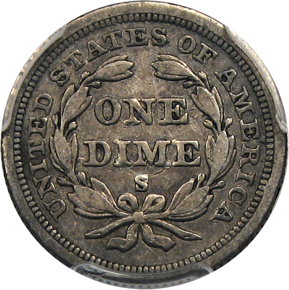 image for: 1858-S 10c PCGS VF30