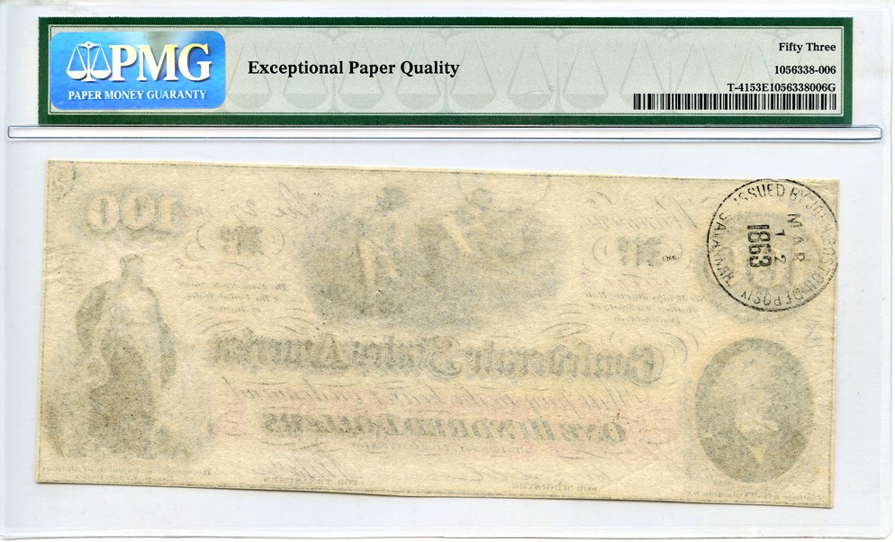 image for: T41 1862 December 18 $100 CSA PMG About Unc 53 EPQ