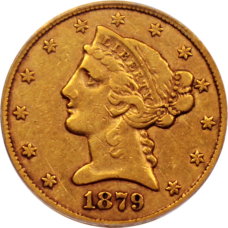 image for: 1879-CC $5 PCGS/CAC VF20 (OGH)