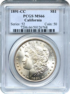 image for: 1891-CC $1 PCGS MS66