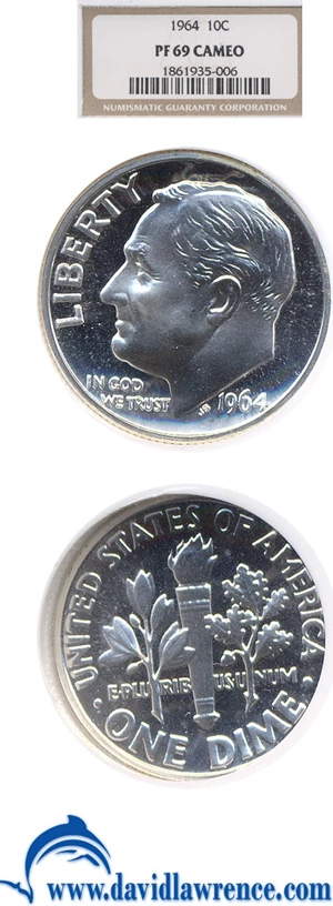 image for: 1964 10c NGC Proof 69 Cameo