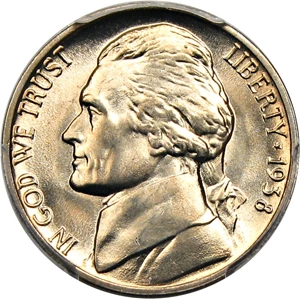 image for: 1938-D Jefferson 5c PCGS MS67 FS