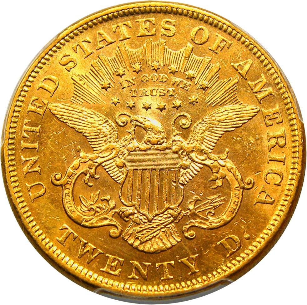 image for: 1869 $20 PCGS AU58