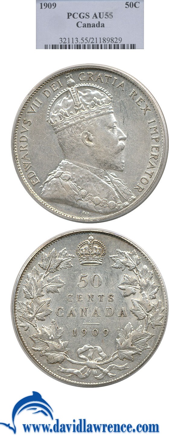 image for: Canada: 1909 50c PCGS AU55