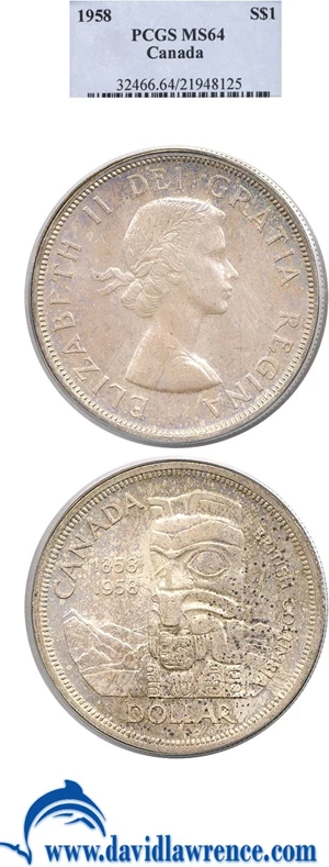image for: Canada: 1958 $1 PCGS MS64