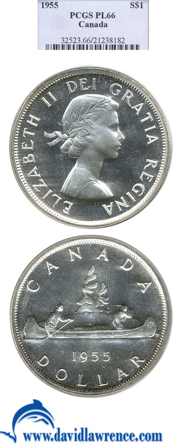 image for: Canada: 1955 $1 PCGS PL66