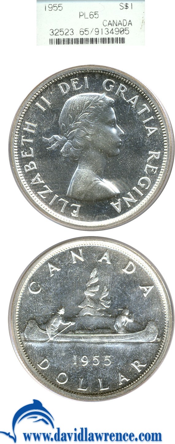 image for: Canada: 1955 $1 PCGS PL65