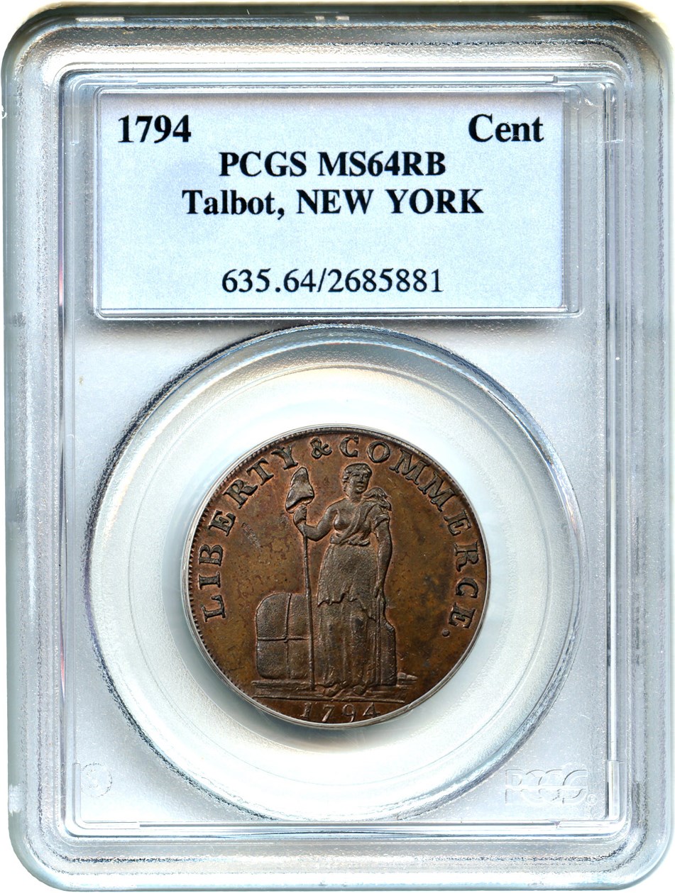 image for: 1794 Talbot Cent PCGS MS64 RB (NEW YORK)