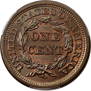 image for: 1856 1c PCGS/CAC MS66 BN (Slanted 5)