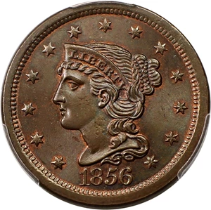 image for: 1856 1c PCGS/CAC MS66 BN (Slanted 5)