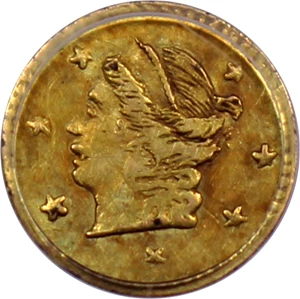 image for: 1870 Cal. Gold 25c PCGS AU55 (BG-808)