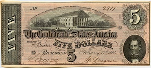 image for: T69 1864 CSA $5 PMG Choice Unc 64