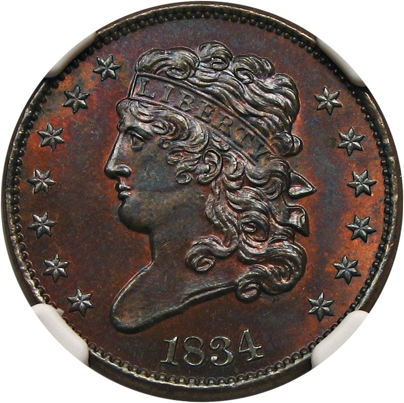 image for: 1834 1/2c NGC MS61 RB