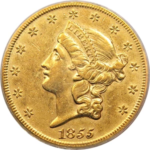 image for: 1855-S $20 PCGS XF45