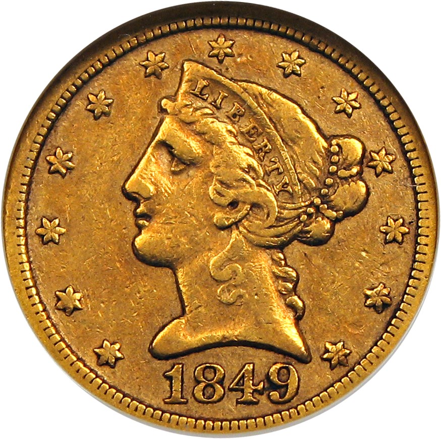 image for: 1849-D $5 NGC XF40
