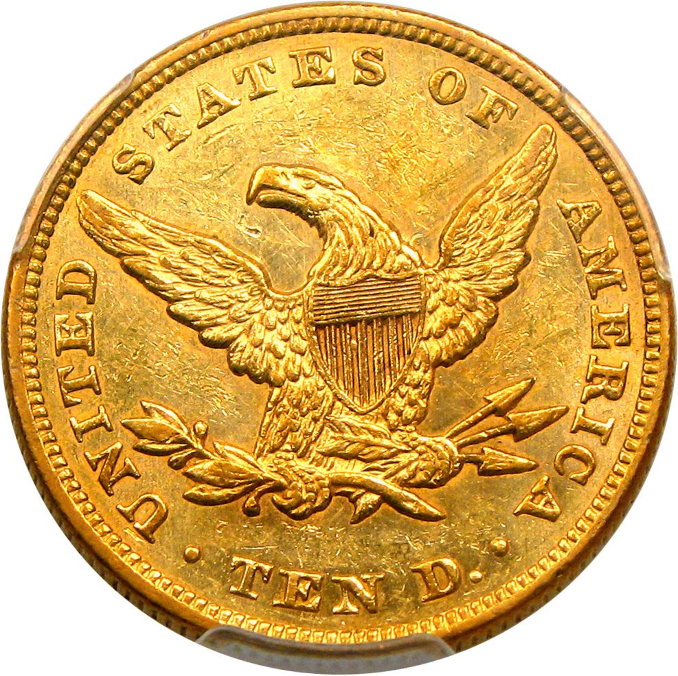 image for: 1857 $10 PCGS AU58