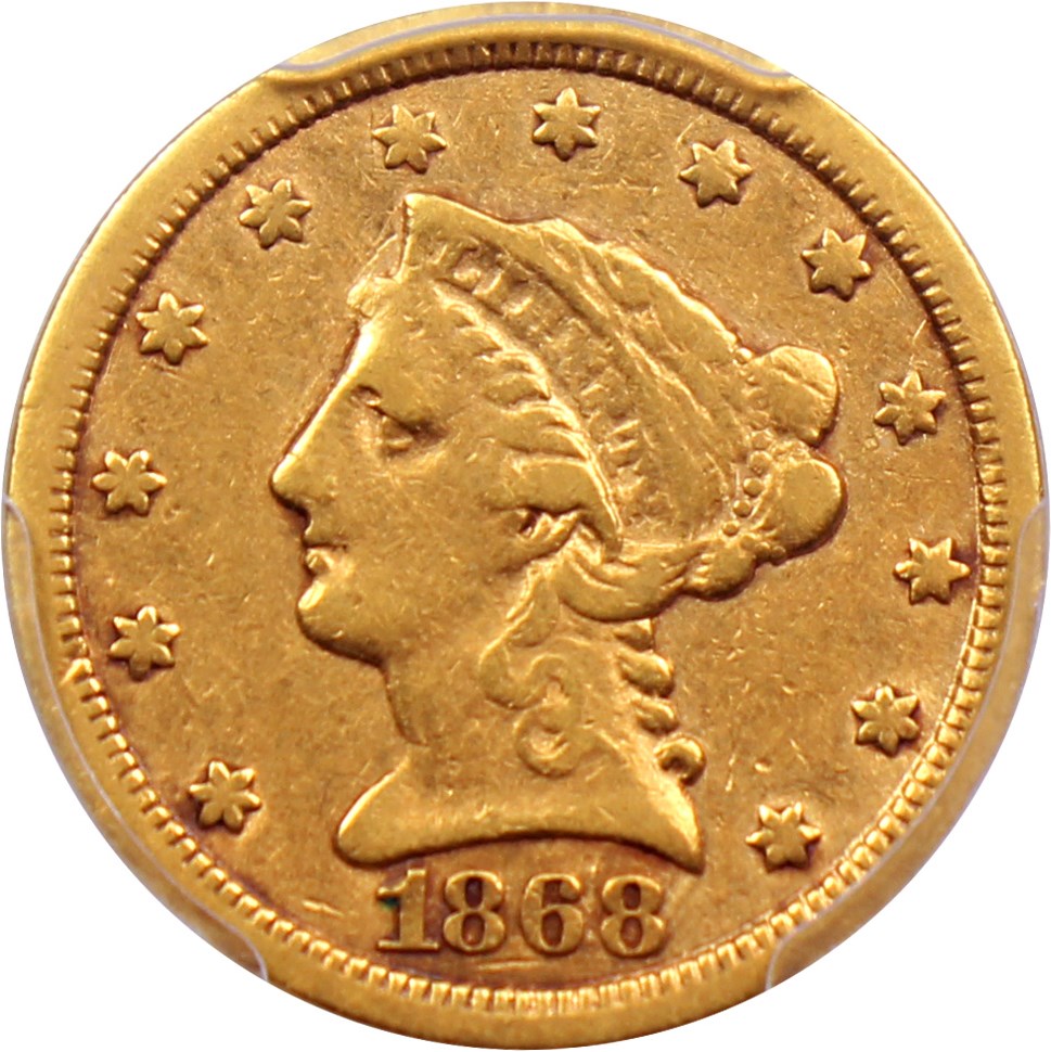 image for: 1868-S $2 1/2 PCGS VF20