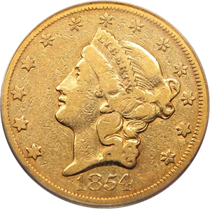image for: 1854 $20 PCGS VF20 (Large Date)