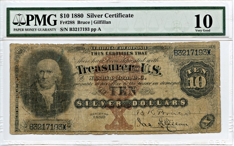 image for: FR. 288 1880 Blackback $10  PMG Very Good 10