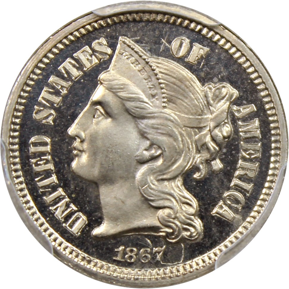image for: 1867 3cN PCGS/CAC Proof 64 CAM