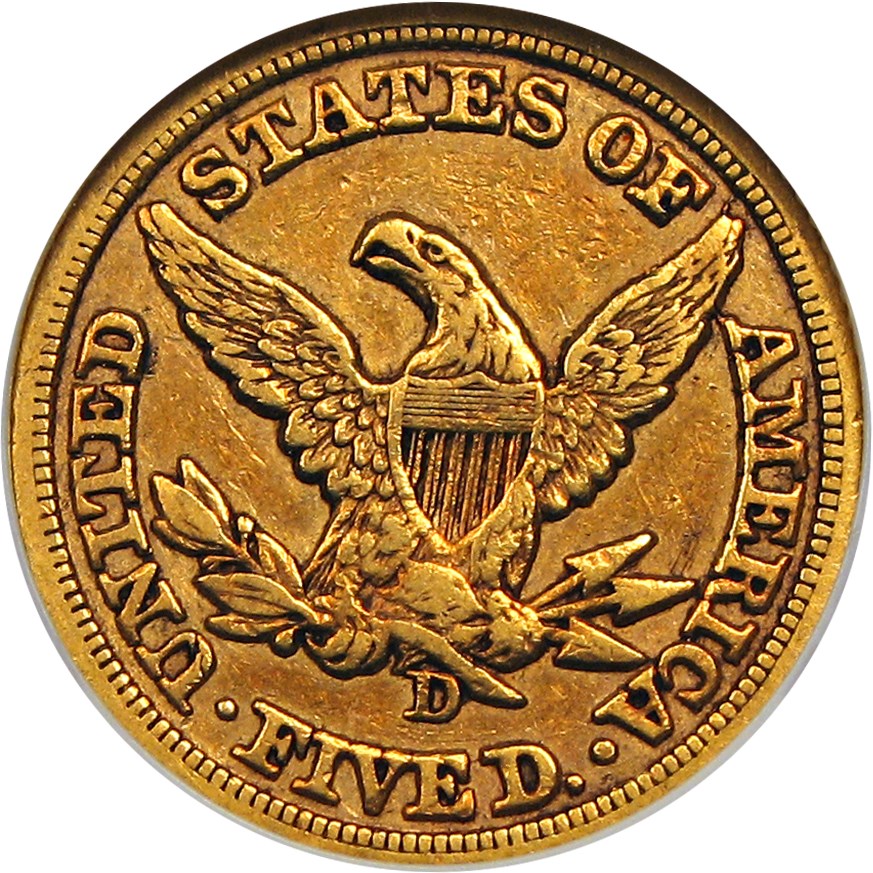 image for: 1849-D $5 NGC XF40