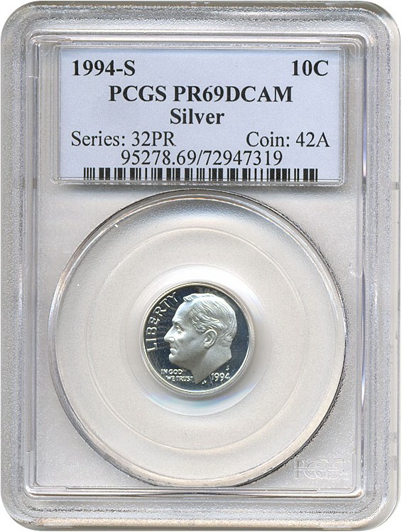 image for: 1994-S 10c Silver PCGS Proof 69 DCameo