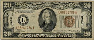 image for: FR. 2304 1934 Hawaiian $20 WWII Emergency Issue PMG Very Fine 25