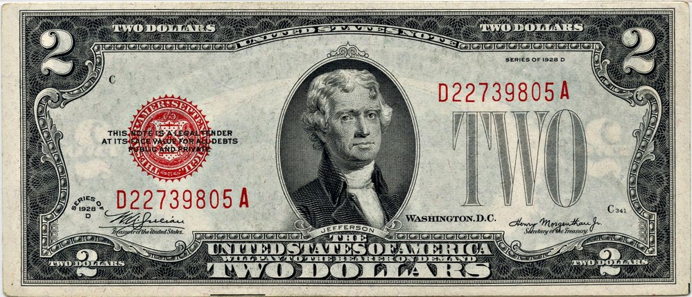 image for: FR. 1505 1928D $2 Legal Tender Note PMG Choice Unc 63 EPQ