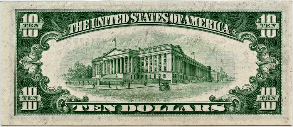 image for: FR. 1704* 1934C $10  PMG About Unc 53 EPQ