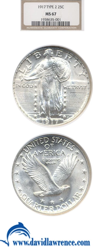 image for: 1917 25c Ty.2 NGC MS67