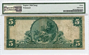 image for: FR. 602 1902 Seaboard National Bank of Norfolk, VA (3rd Charter Period, 3rd Issue) Plain Back $5 PMG Fine 15 (Trimmed)